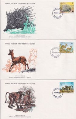 1977 Lesotho Wildlife Stamps x 3 FDC (90881)