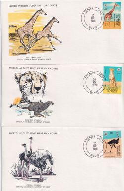 1978 Niger World Wildlife Stamps x 3 FDC (90899)