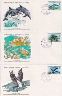 1979 Turks & Caicos Wildlife Stamps x 3 FDC (90906)