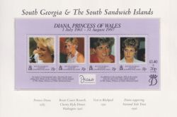 South Georgia & SSI 1998 Princess Diana M/Sheet MNH (91138)