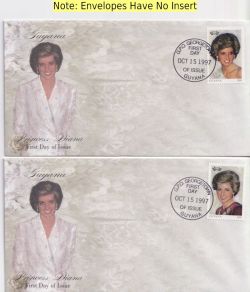1997-10-15 Guyana Princess Diana Stamps x 2 FDC (91193)