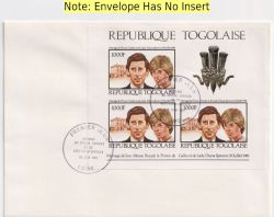 1981-06-10 Togo Imperf Royal Wedding Sheet FDC (91198)