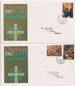 1967-10-18 + 27 Nov Christmas Stamps Bureau FDC (91236)
