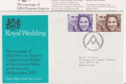 1973-11-14 Royal Wedding Stamps Bureau FDC (91289)
