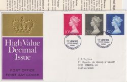 1970-06-17 Definitive High Values Bureau FDC (91299)