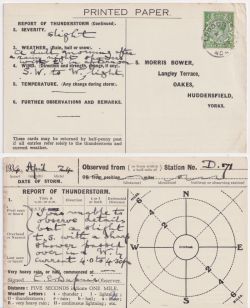 1934 KGV Report of Thunder Storm Post Card (91441)