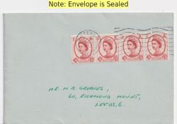 Wilding 4½d Strip of 4 Stamps on ENV (91447)