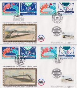 1994-05-03 Channel Tunnel Stamps Benham x 2 FDC (91462)