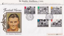 1996-05-14 Football Sir Stanley Matthews Silk FDC (91486)