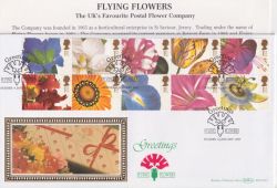 1997-01-06 Greetings Stamps Flowers Staines Silk FDC (91493)