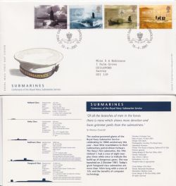 2001-04-10 Submarines Stamps Portsmouth FDC (92395)