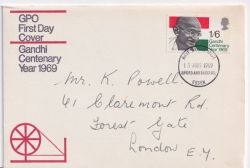 1969-08-13 Gandhi Centenary Stamp Ilford FDC (92525)
