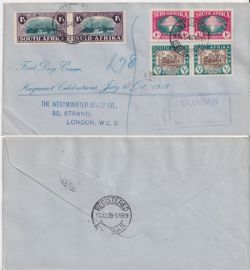 1939-07-17 South Africa Huguenot Commemoration Pairs FDC (92715)