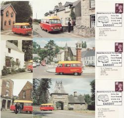 1979-01-10 Royal Mail Postbus x6 Cardiff Cards FDOS (86012)